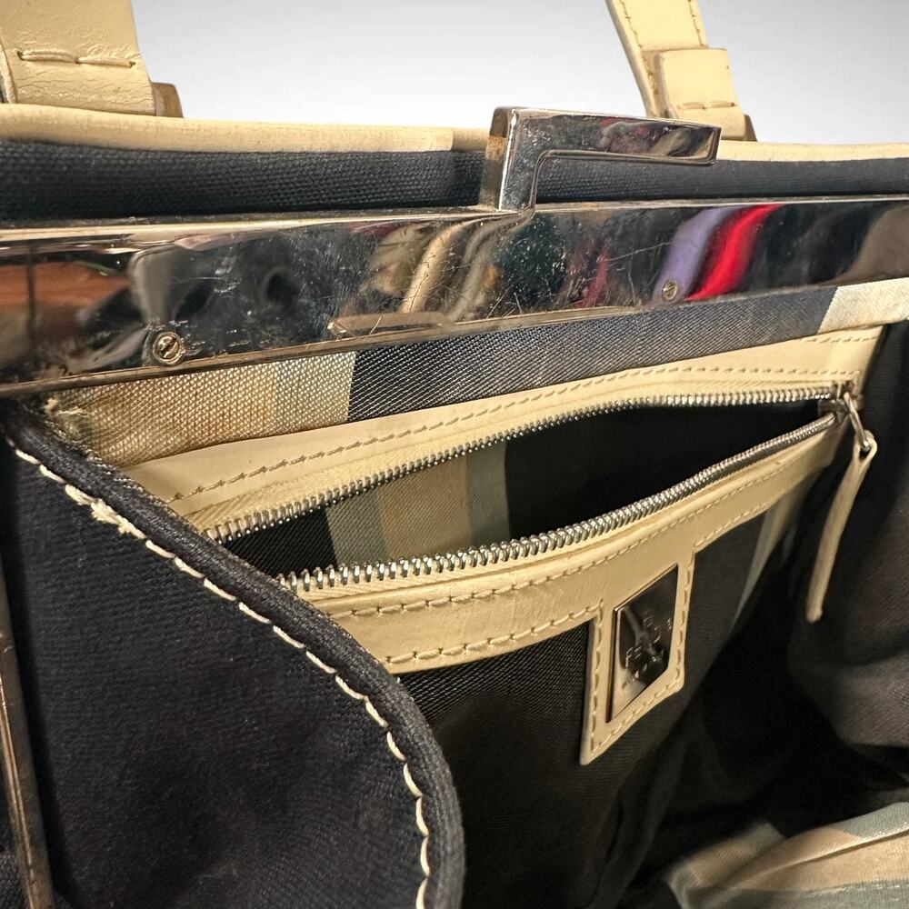 Vintage Fendi Mini Boston Top Handle Bag Navy Blue Satchel Luxury‎ Travel Preppy - Picture 12 of 16